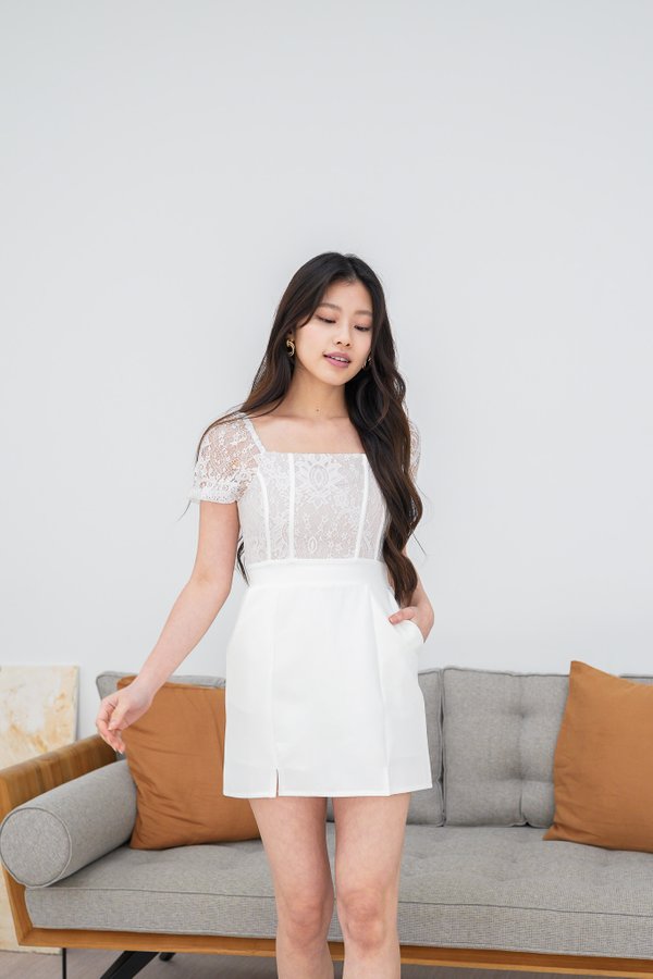 Victoria Lace Dress Romper In White