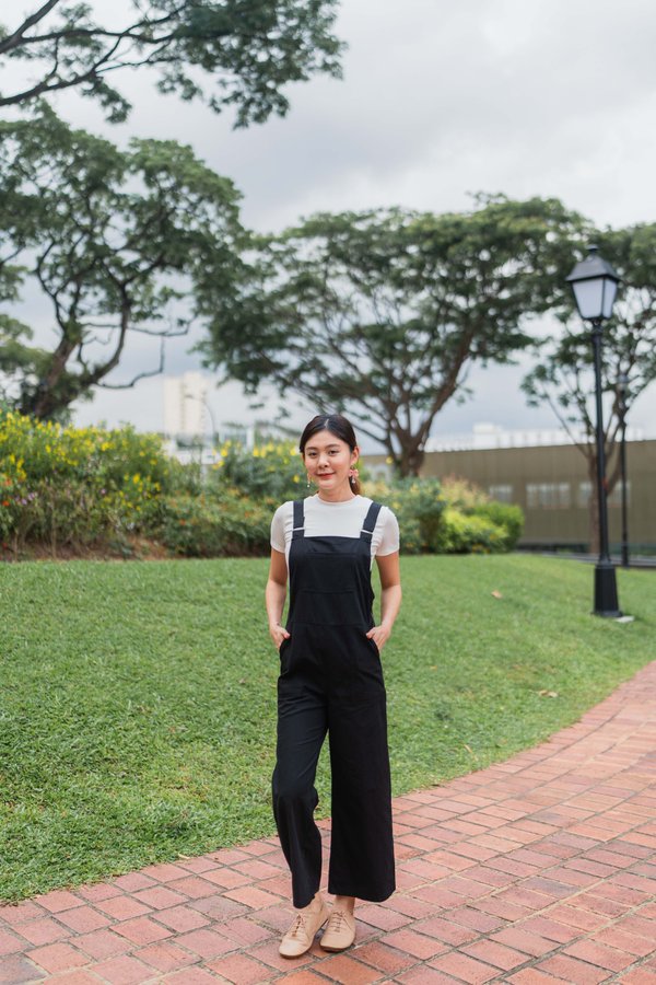 Emerson Dungaree Jumpsuit In Black