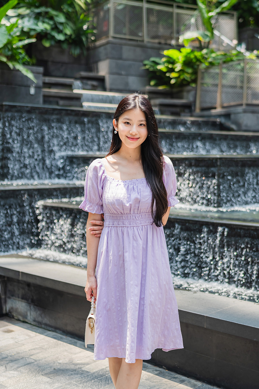 Lavender Smock Collared Dress