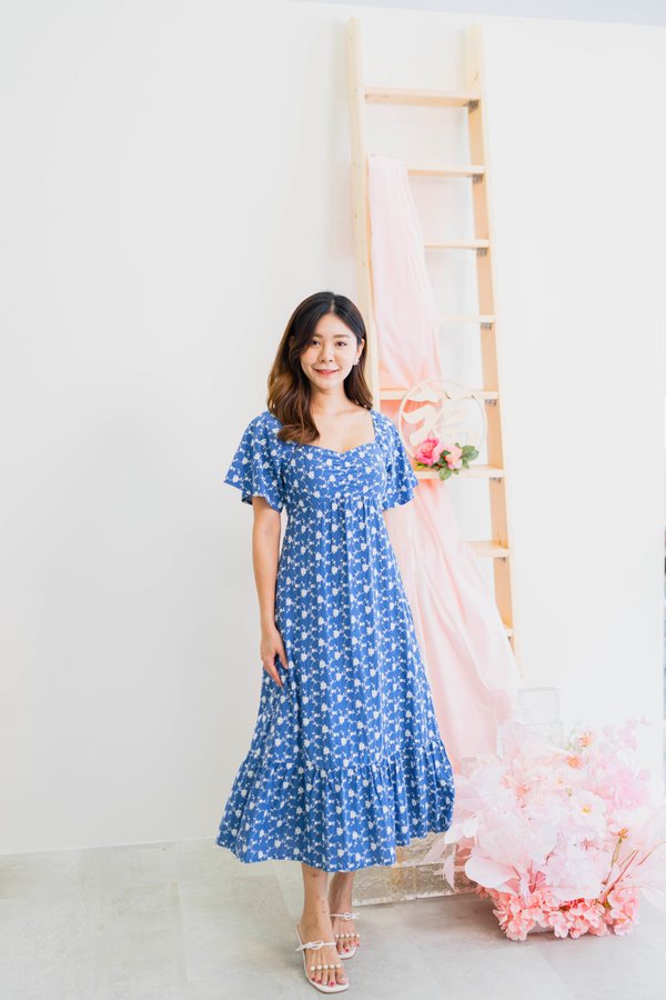 Yvette Premium Embroidery Dress In Blue