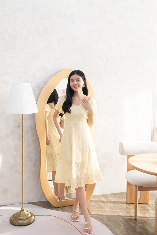 Asher Embroidery Lace Dress In Sunshine Yellow