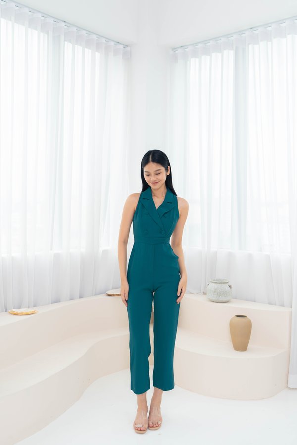 Narelle Collar Jumpsuit In Teal