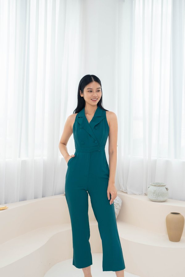 Narelle Collar Jumpsuit In Teal