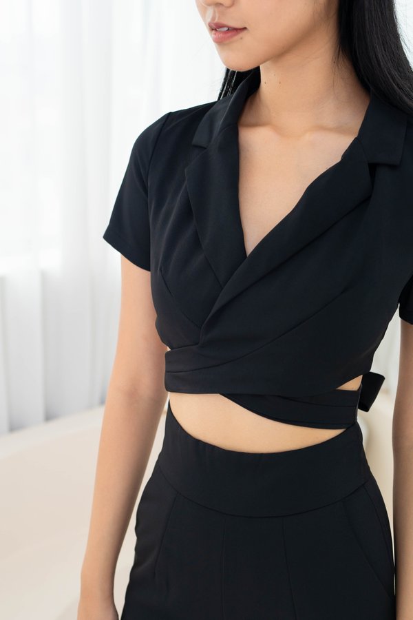 Sheryl Wrap Top In Black