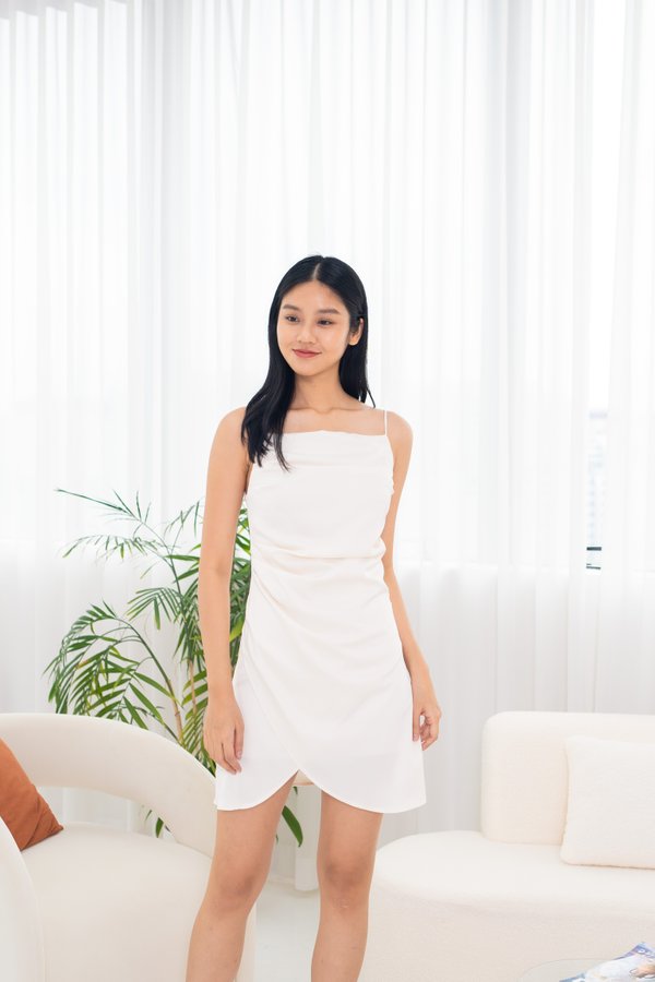 Jassie Cowl Neck Dress In White