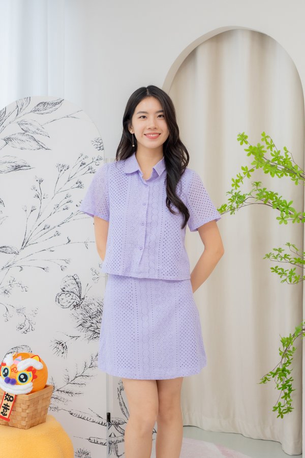 Leraine Eyelet Skirt In Lavender