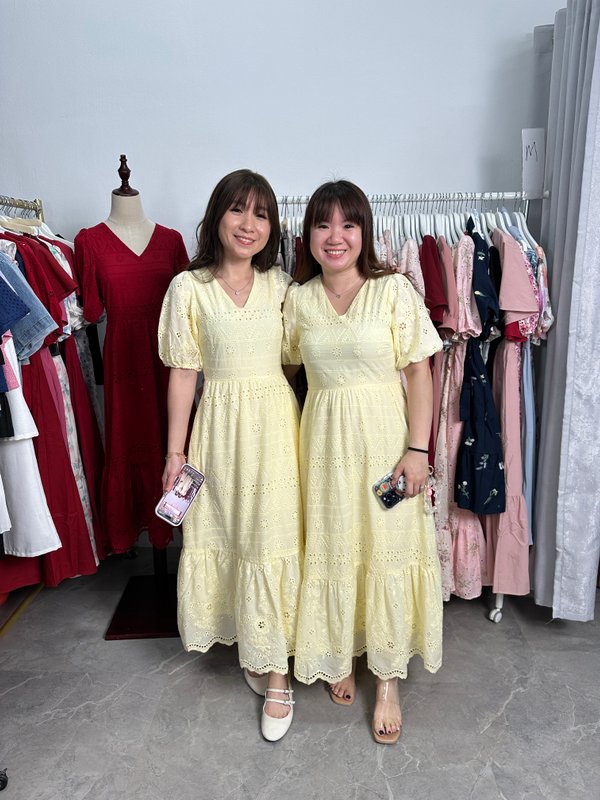 *Pre-Launch* Eyelet Sleeves Dress In Sunshine Yellow