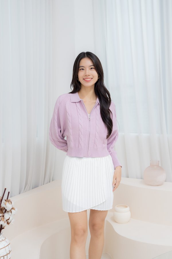 Deborah Cable Knit Cardigan In Pink