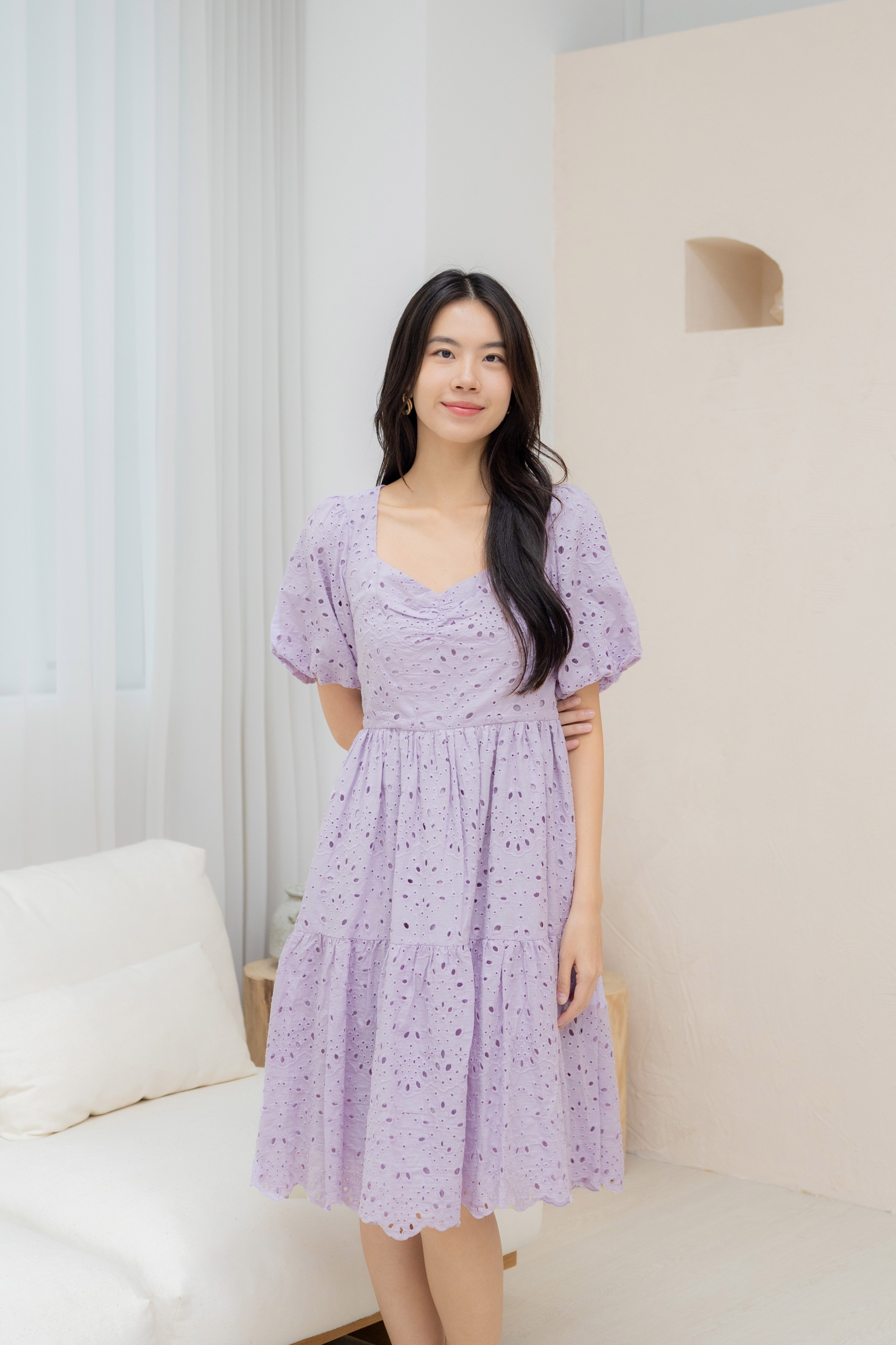 Joy Joy Eyelet Mist Shift Dress