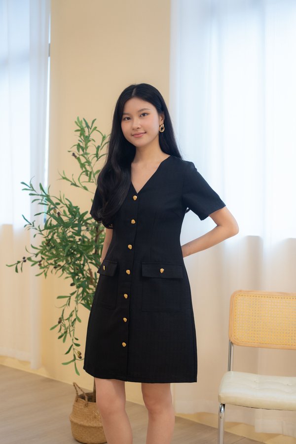 Atelier Tweed Sleeve Dress In Black