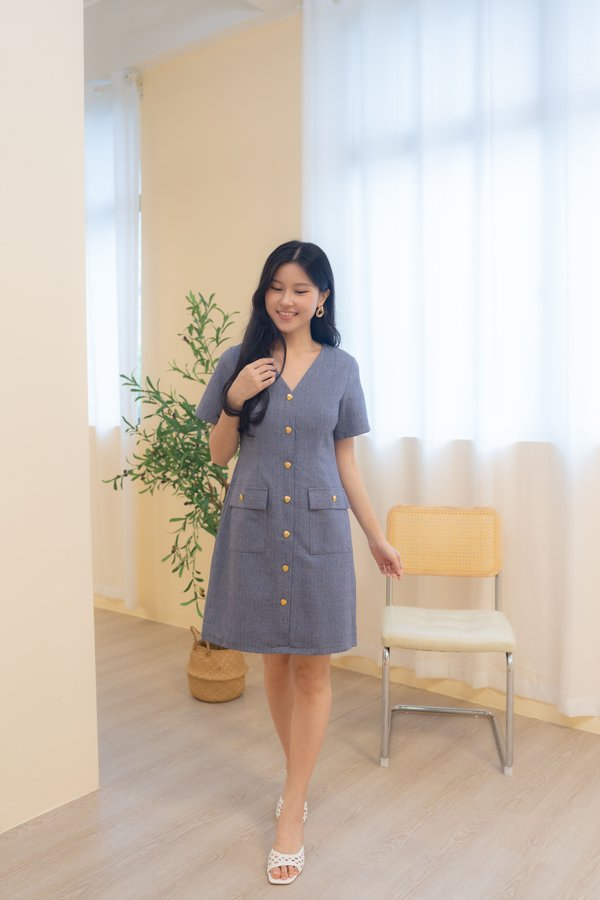 Atelier Tweed Sleeve Dress In Grey