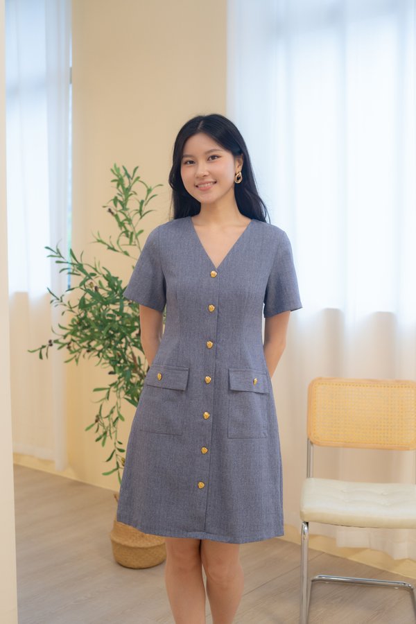 Atelier Tweed Sleeve Dress In Grey