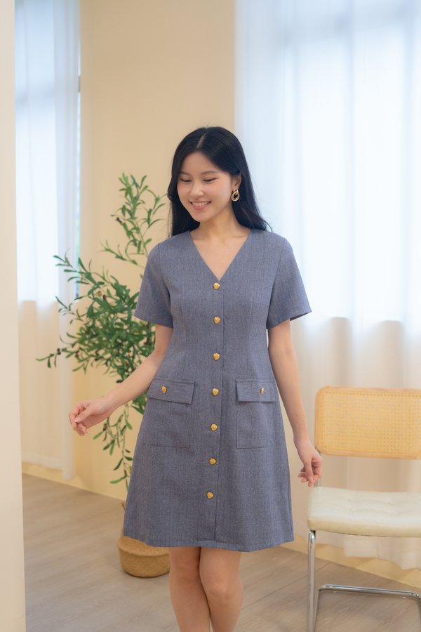 Atelier Tweed Sleeve Dress In Grey