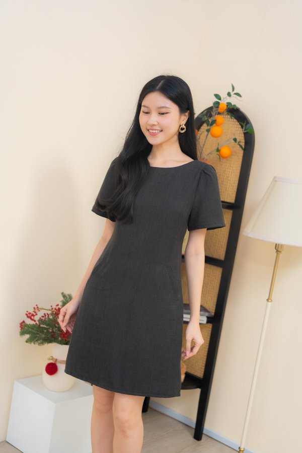Coco Tweed Shift Dress In Black