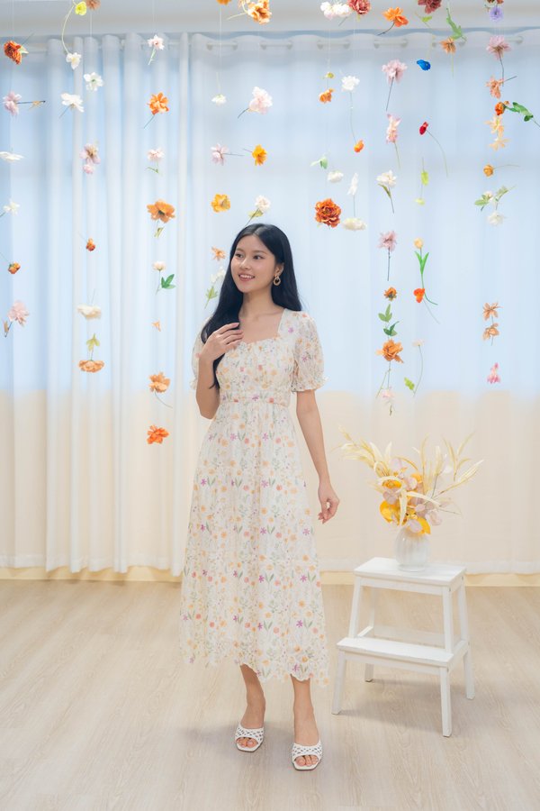 Meadow Floral Eyelet Dress In Sunshine
