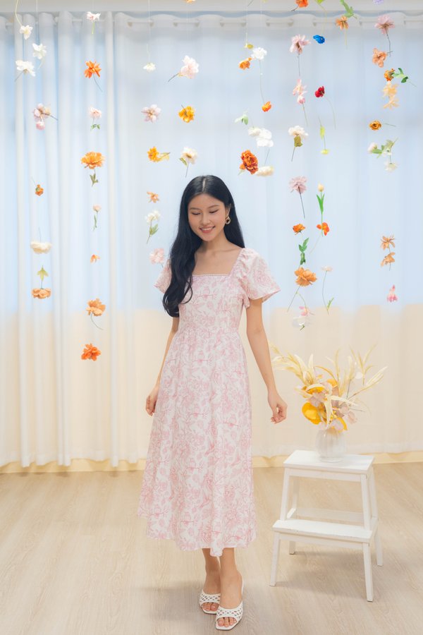 Violetta Porcelain Lattice Dress In Pink