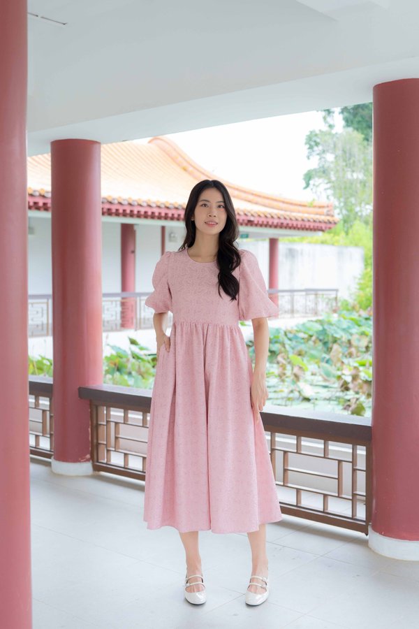 Seraphine Detachable Sleeves Lace Dress In Pink