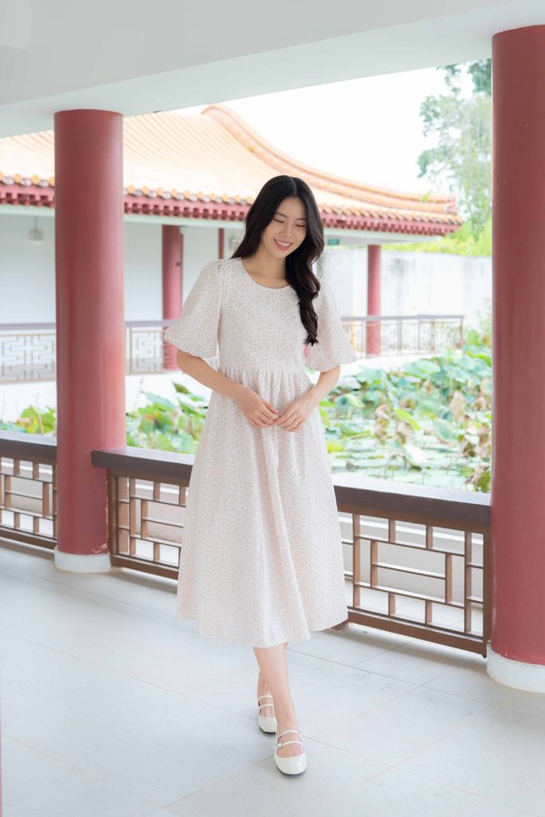 Seraphine Detachable Sleeves Lace Dress In White