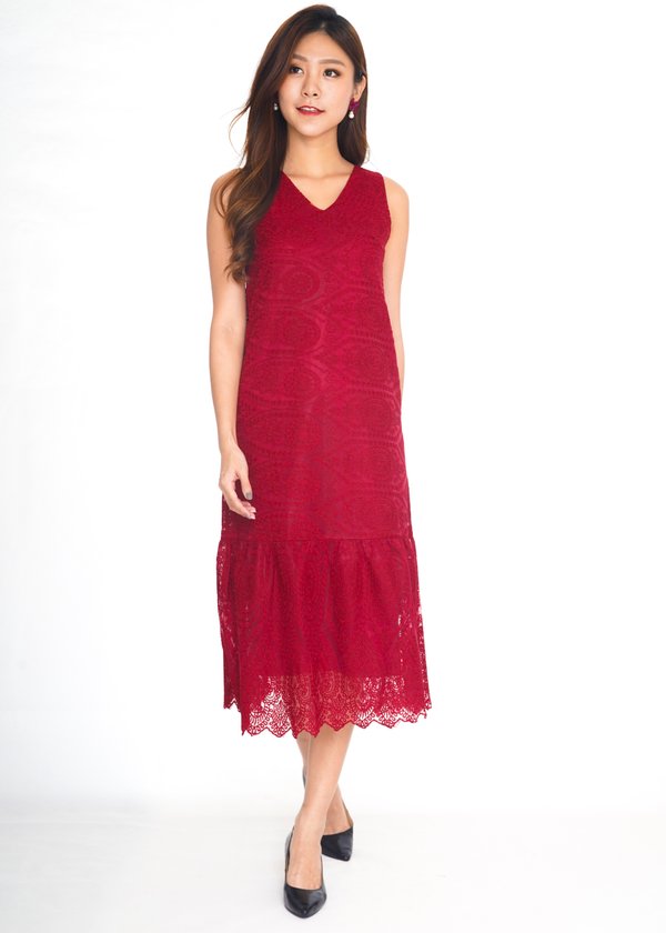  Enchanted Organza Dress In Red