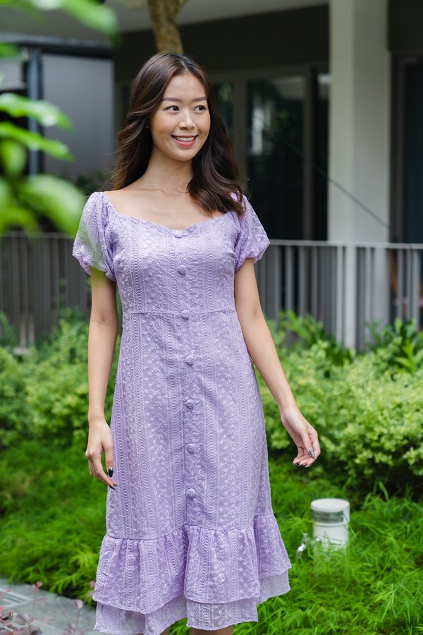 Gonflutter Lace Dress in Purple