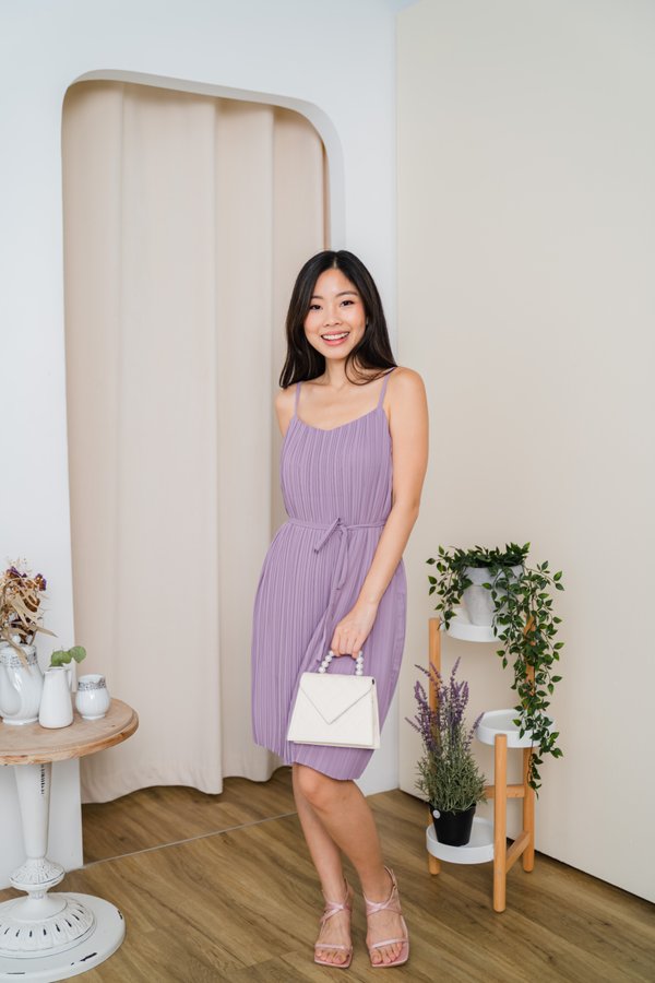 Laurel Pleated Dress In Lilac 