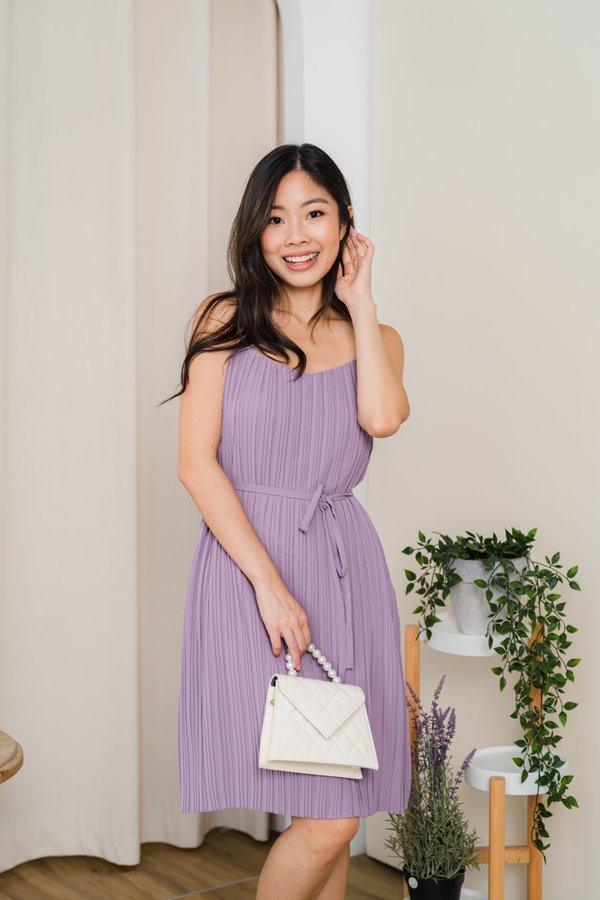 Laurel Pleated Dress In Lilac 