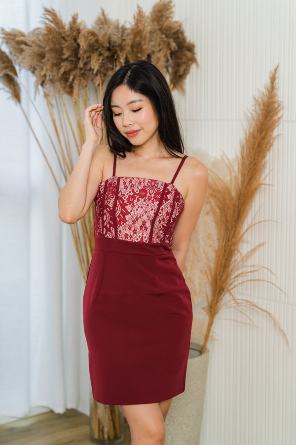 Megan Lace Dress In Red