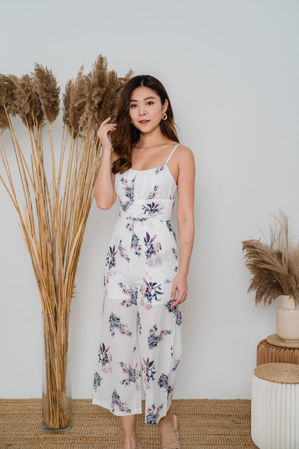Camilla Floral Jumpsuit In White