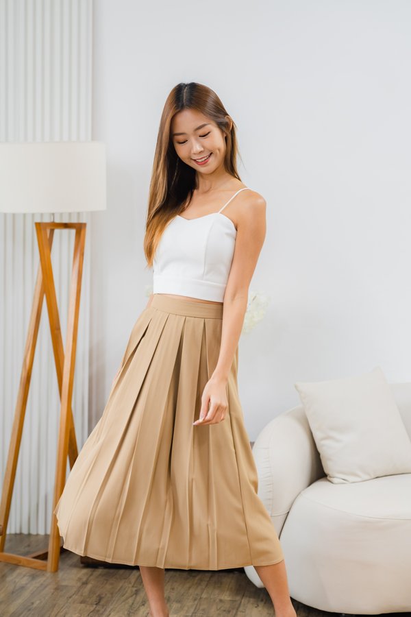 Victoria Pleated Skirt In Khaki