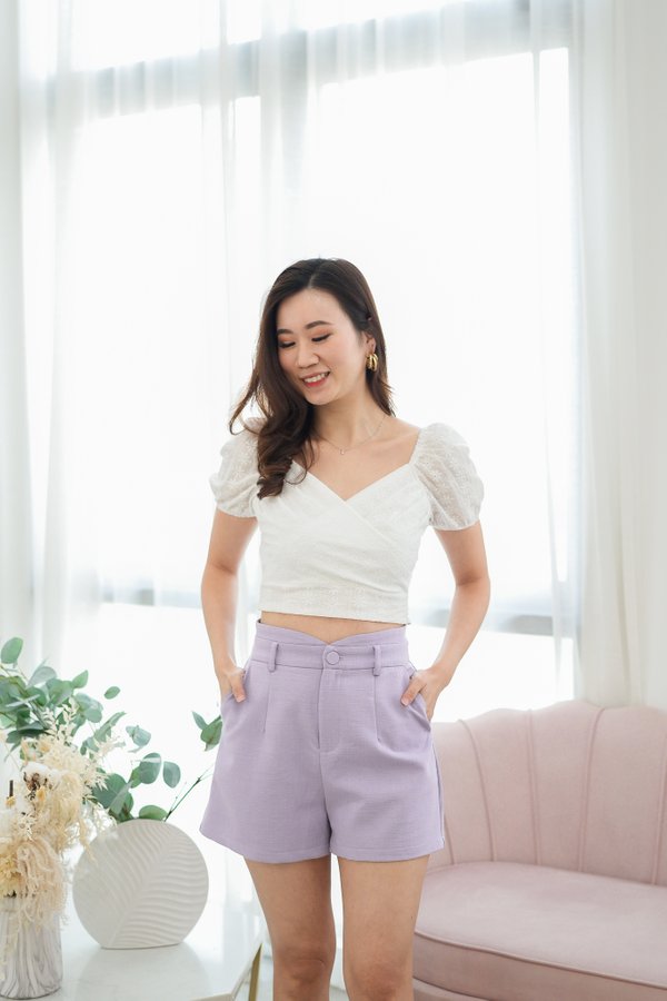Angie High Waist Shorts In Lavender